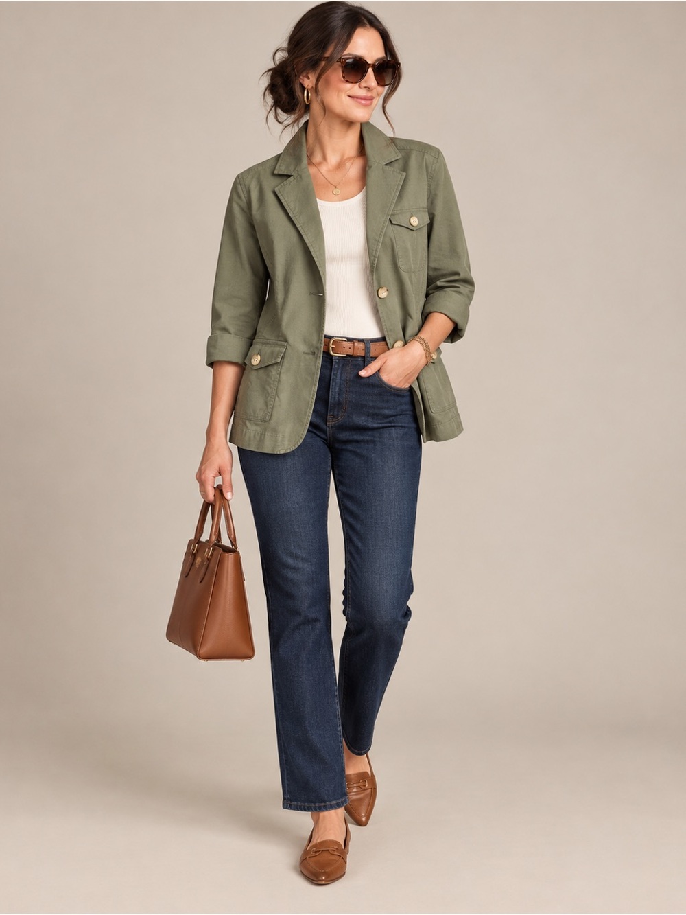 Eddie Bauer Women’s Utility Safari Blazer Jacket Olive/Sage Green Size 6 - Picture 3 of 11